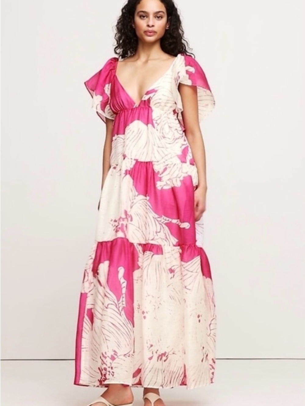 Banana Republic Linen Silk Tiered Maxi Dress